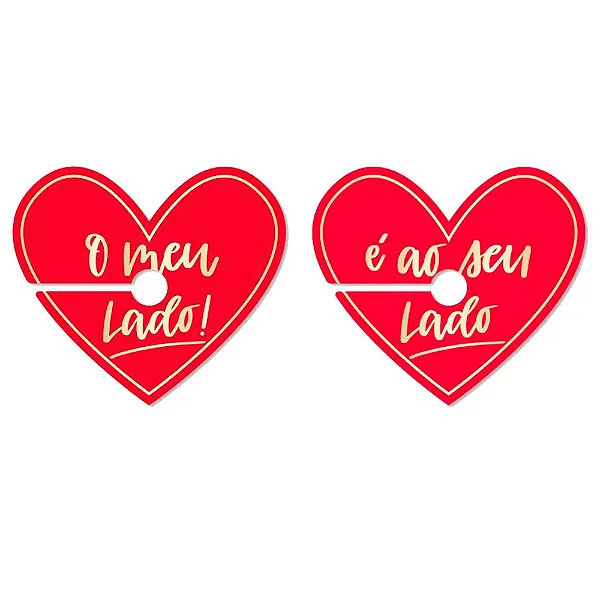 Marcador de Taça Romântica – "Meu lado é ao seu lado" – 6 unidades – Cromus