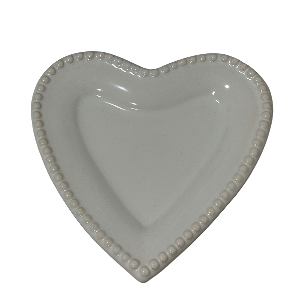 Prato Decorativo Coração com Detalhe em Bolinha – 1 Unidade