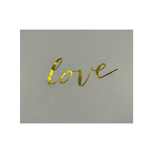 Guardanapo de Papel Dupla Camada Love Dourado 33x33cm – 20 Unidades