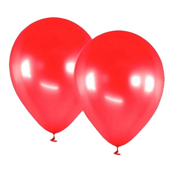 Balão de Látex Redondo Liso Vermelho – 7” – 50 Unidades
