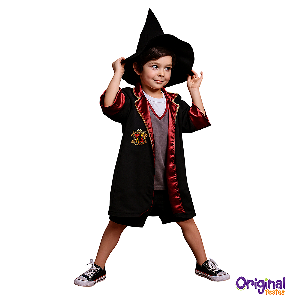 FANTASIA BRUXO COM CHAPEU INFANTIL