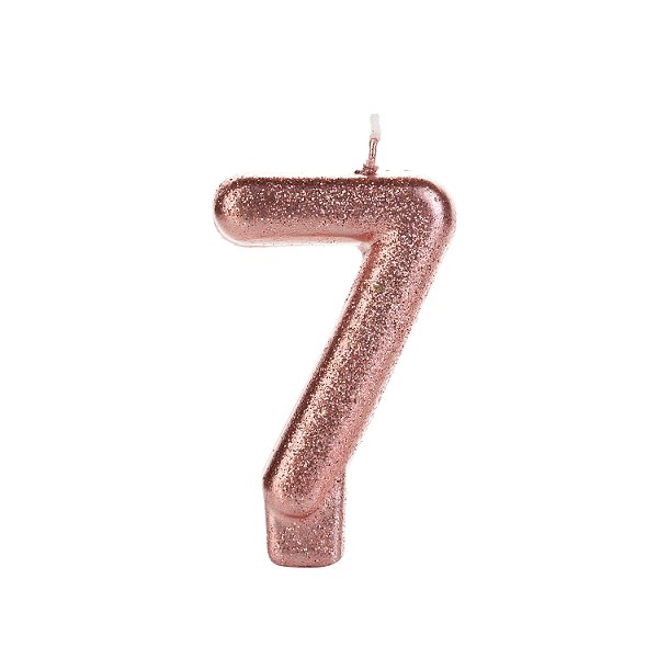 Vela Bronze Glitter Número 7