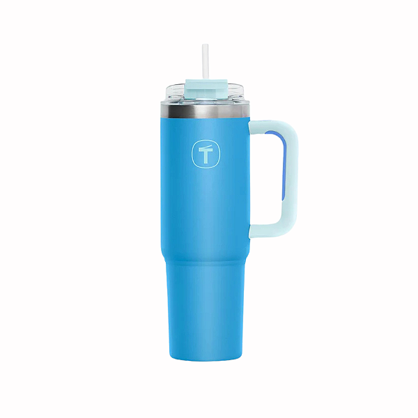 Tupperware Copo Térmico Big T com canudo 1,1L Azul Grécia
