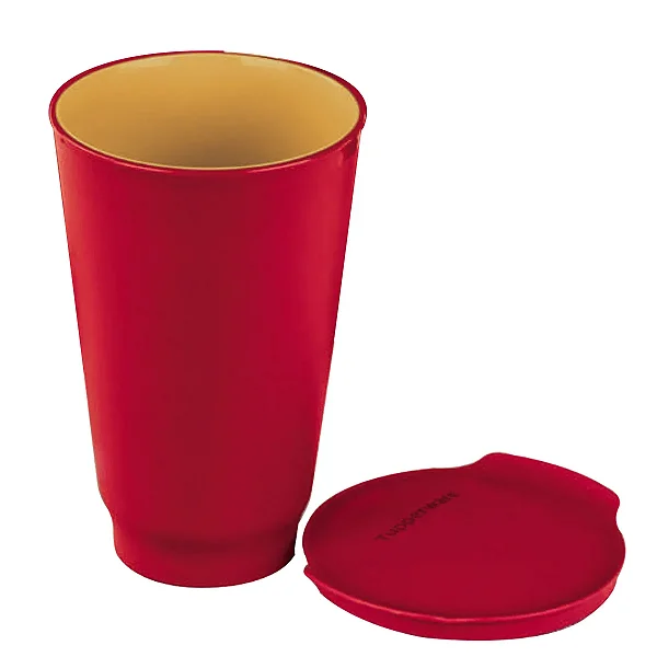Tupperware Copo Allegra com Tampa 450ml Vermelho Dourado