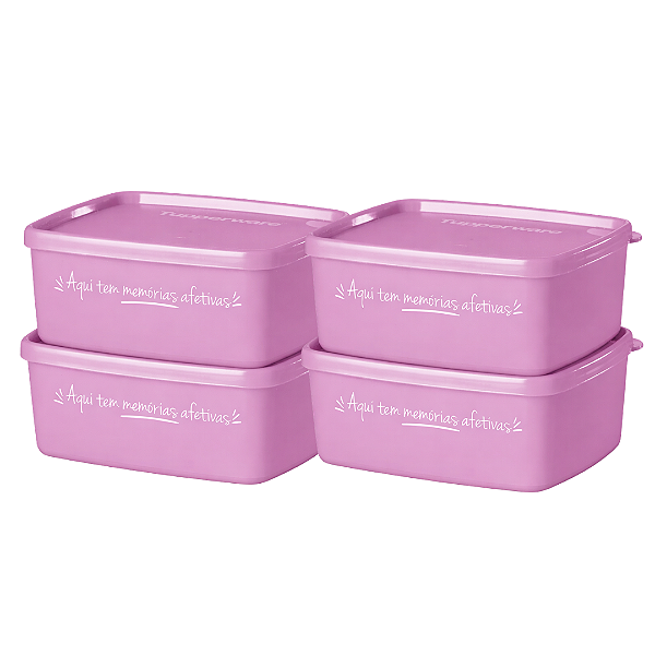 Tupperware Jeitosinho 400ml Aqui tem memórias afetivas - Kit com 4