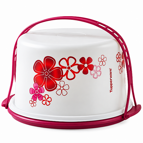 Tupperware Big Cake Redonda Flores Vermelhas