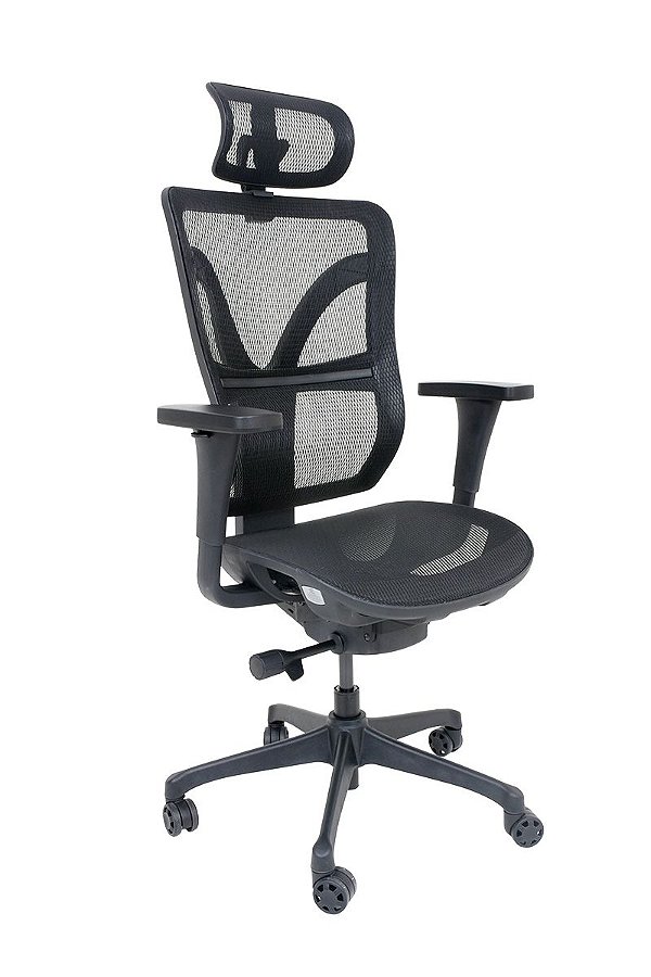 Cadeira Presidente Giratoria Darix Tela Bio Elastica, com apoio de cabeça, mecanismo Slider.