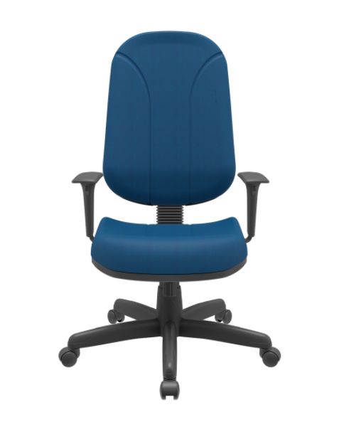 Cadeira Operativa Presidente Giratoria  Com  Relax E Braço Com Regulagem De Altura Revestida Em Poliester Azul