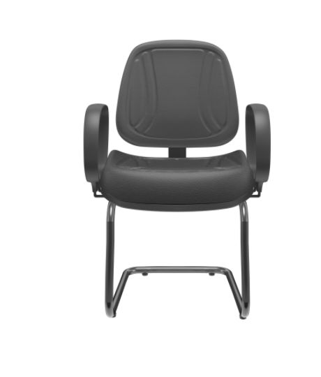 Cadeira Premium Executiva Aproximação Estrutura Em  "S" Com Costura Decorativa Com Braço Corsa Revestida Em Couro Ecologico Na Cor Preta.