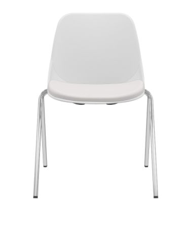 Cadeira Quick Fixa "V" Cromada 07 Branco C/ Estofa