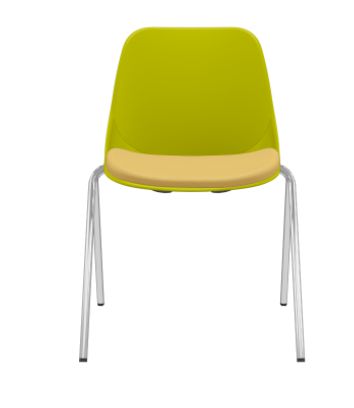 Cadeira Quick Fixa "V" Cromada 51 Mostarda C/ Estofado Amarelo