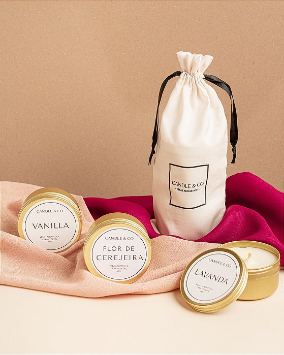 Kit Romance - Flor de Cerejeira, Lavanda e Vanilla (3 velas artesanais de 90g)