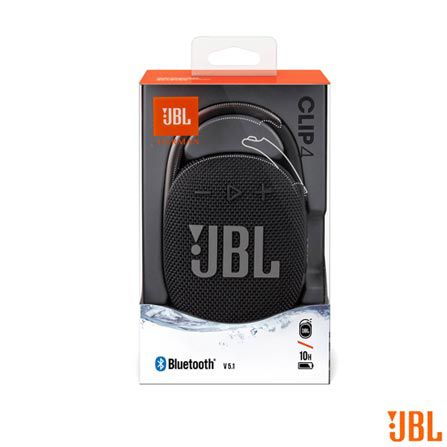 Caixa de Som Portátil Bluetooth JBL com Potência de 5 W Preta e Laranja -  JBL CLIP 4 - TudoTem Eletrônicos - Loja Online