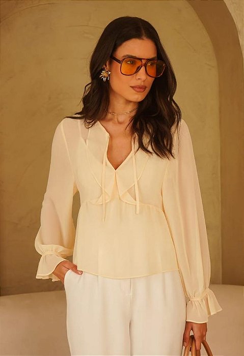 BLUSA CHIFFON JABOUR MANGA LONGA