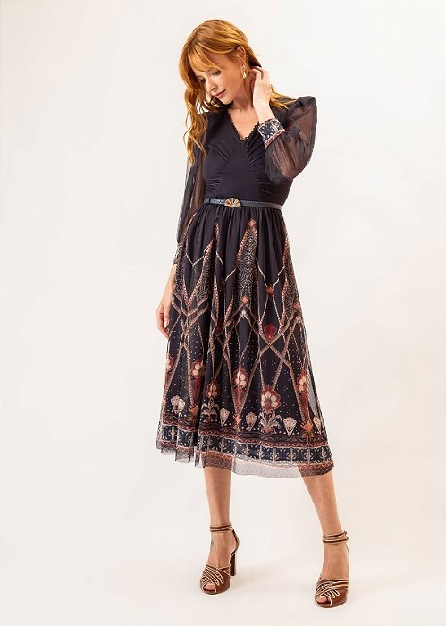 VESTIDO SUPERMIDI JARDIM SUSPENSO