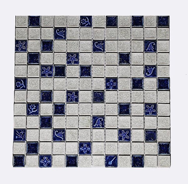 Pastilha Azul e Branca 8mm - Porcelana Decorada