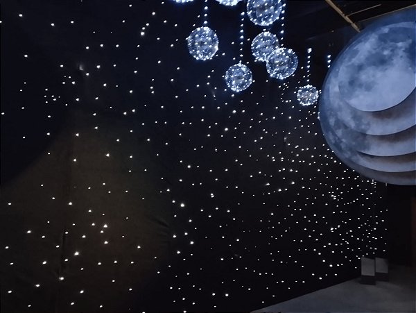 Cortina estrelada iluminação em fibra Ótica.