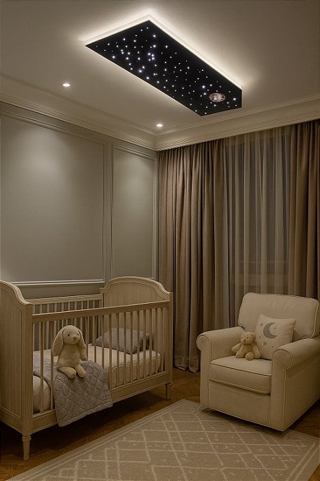 Lustre Estrelado Iluminação em fibra Ótica E LED, Com contrle remoto.
