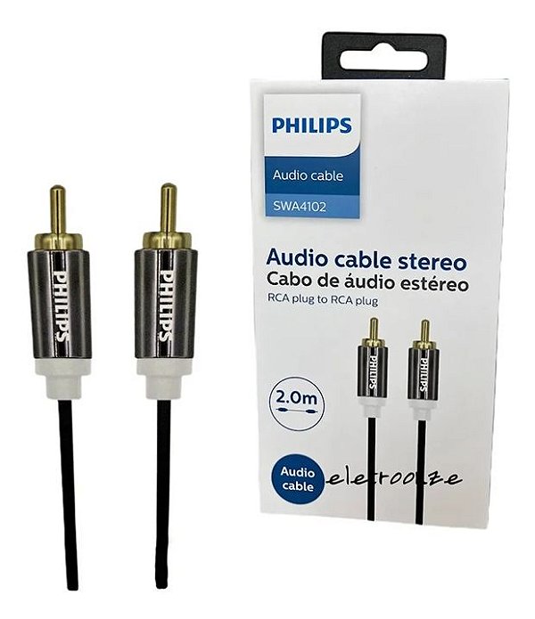 Cabo de Áudio Estéreo RCA p/ RCA Alumínio + PVC 2m Philips
