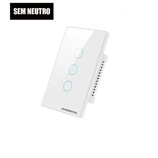 Interruptor Inteligente Touch Wi-Fi 4x2 3 Botões s/ Neutro