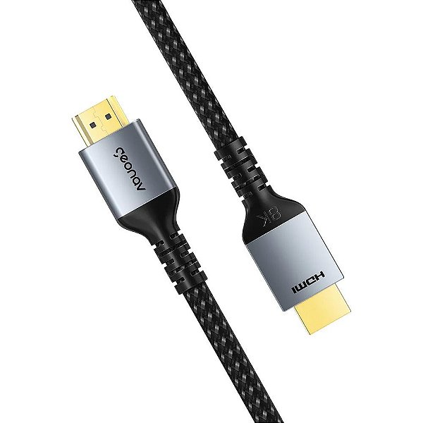 Cabo HDMI 2.1 Ultra High Speed 8K 4K 2m Nylon Trançado Preto