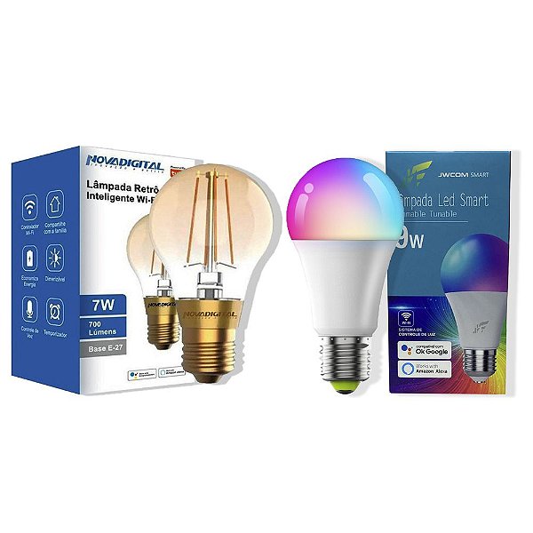 Kit 2 Lâmpadas Inteligentes Lampada Retro e Lampada RGB WIFI