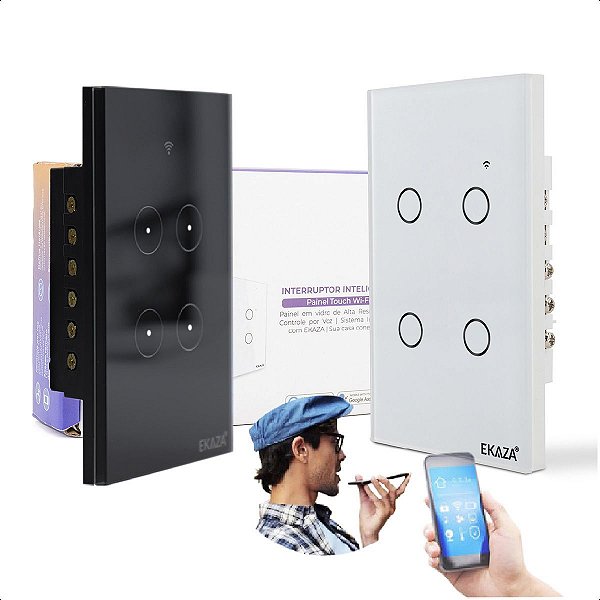 Interruptor Inteligente Wi Fi 4 Botão Smart Touch Alexa