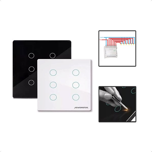 Interruptor Zigbee 6 Botões Inteligente 4x4 Touch