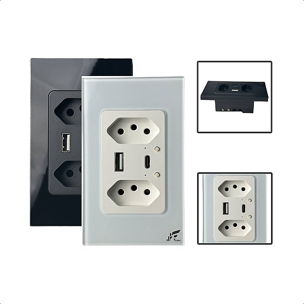 Tomada Inteligente Wi-Fi Dupla 16A USB E USB-C