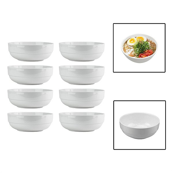 Kit 8 Tigelas Bowl 1150ml Melamina Cumbuca Sopa Salada