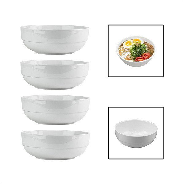 Kit 4 Tigelas Bowl 700ml Melamina Cumbuca Caldo Sopa Salada
