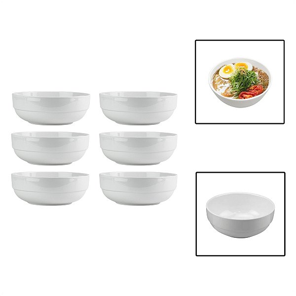 Kit 6 Tigelas Bowl 500ml Melamina Cumbuca Caldo Sopa Salada