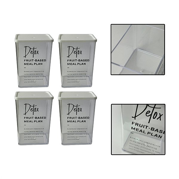 Kit 4 Potes Herméticos Organizadores Alimentos Sabão 810ml