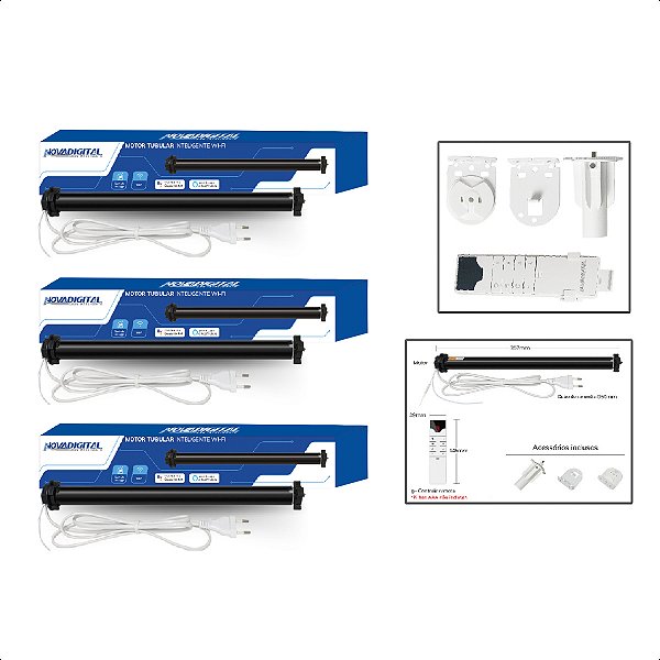 3 Motor Tubular Persiana Inteligente WiFi Controle Automação