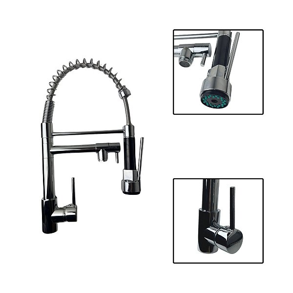 Torneira Gourmet Cromada Cozinha Controle Duplo 1/2"