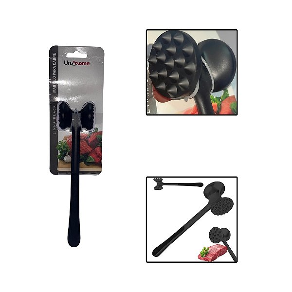 Martelo Batedor Amaciador Carne Bife Liga Zinco Preto