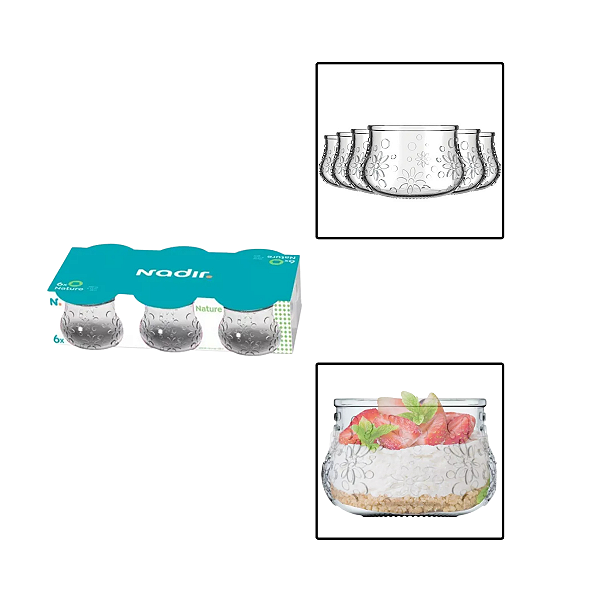 Jogo de 6 Tacas de Vidro Para Sobremesa Nature 200ml