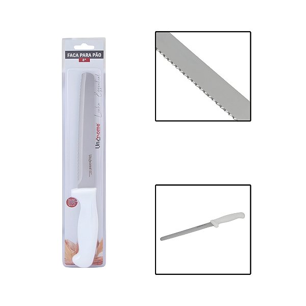 Faca Serrilhada 8" Inox Pão Bolos Tortas Linha Essential
