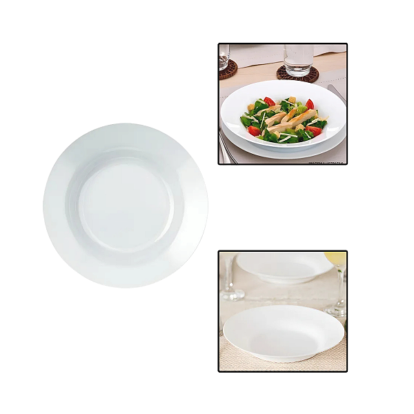 Prato de Vidro Menu Fundo 23 cm