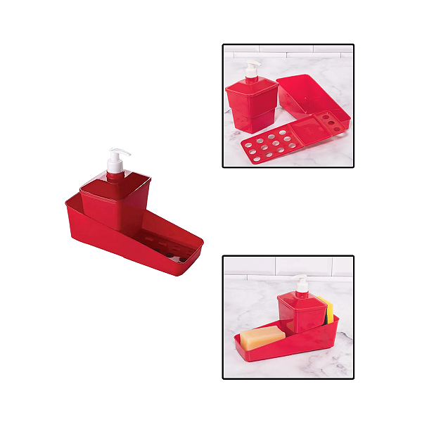 Conjunto Porta Detergente Plastico Vermelho