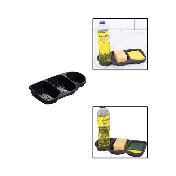 Porta Detergente C/ 2 Divisorias Preto