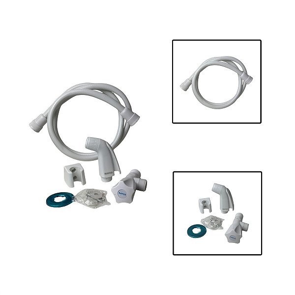 Ducha Higiênica Chuveirinho Plástico Branco 1,2m 1/2"