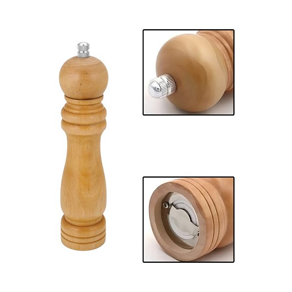 Moedor Manual Sal Pimenta Grãos Temperos MDF 21cm
