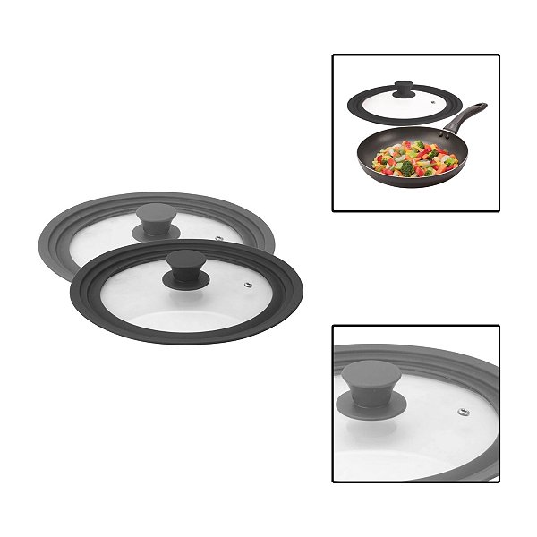 Tampa Vidro Universal Panela Borda Silicone 22, 24 e 26cm