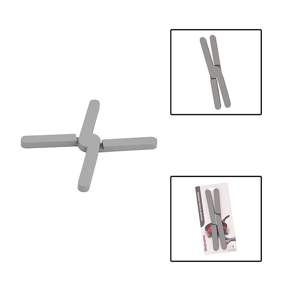 Descanso Suporte De Panela Dobrável Silicone Cinza