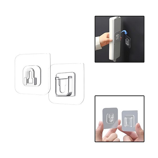 Gancho Adesivo Parede Enc Macho Fêmea 1 Par Suporta Até 3kg