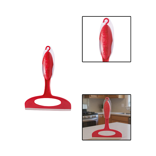 Rodinho de Pia 16cm vermelho C/ Suporte