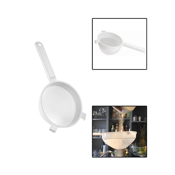 Peneira De Plástico Grande Branca 19cm