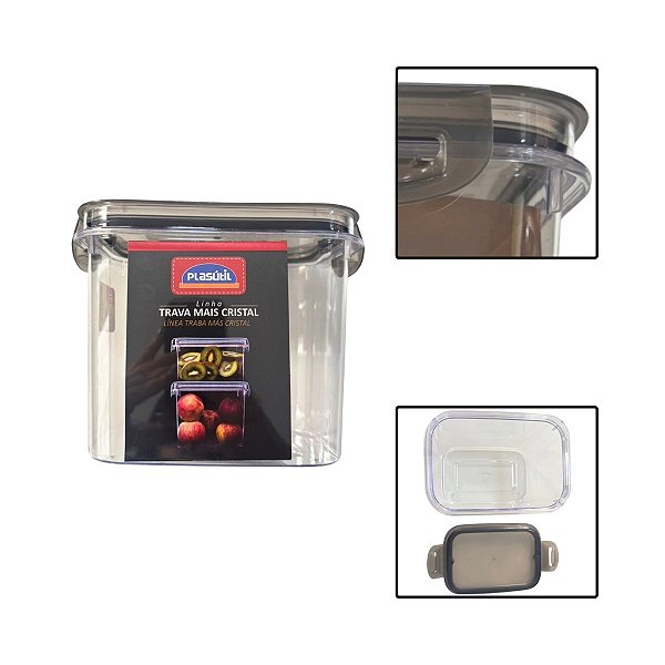 Pote Trava Mais Retangular Cristal 1,8L