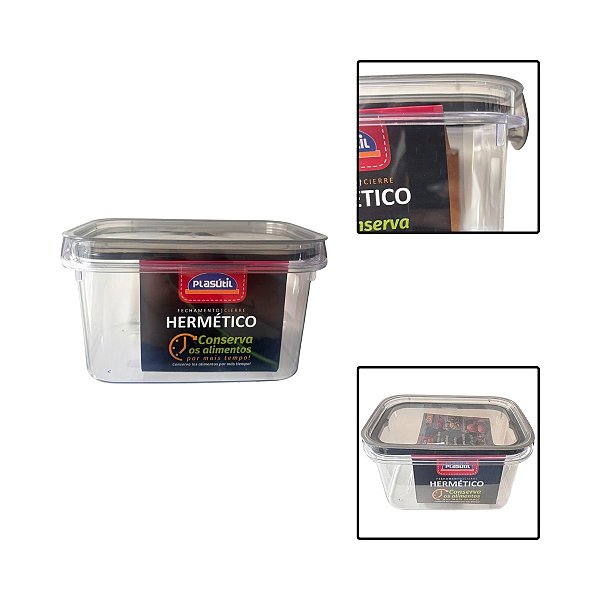 Pote Trava Mais Retangular Cristal 1,2L